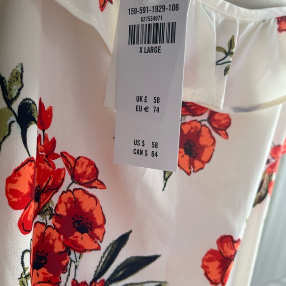 Abercrombie & Fitch Cream & Orange Floral Cold Shoulder Dress size XL - Picture 6 of 11